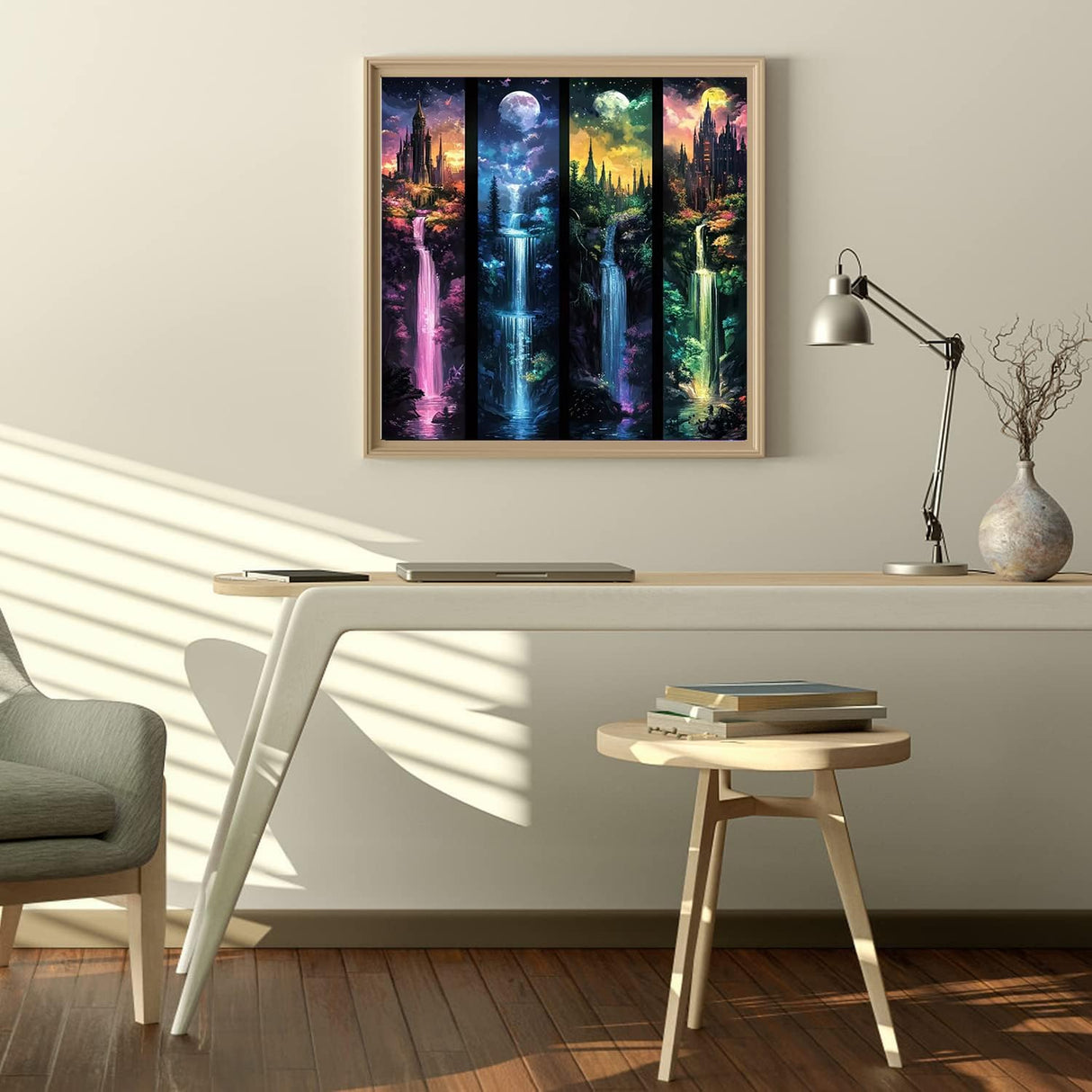 SOTYIOO Diamond Art Kits for Adults. Diamond Painting kit for Adults Waterfalls Full Drill Round Gem Art 5D Diamond Dots Suitable Home Wall Decor 14x14inch SOTYIOO