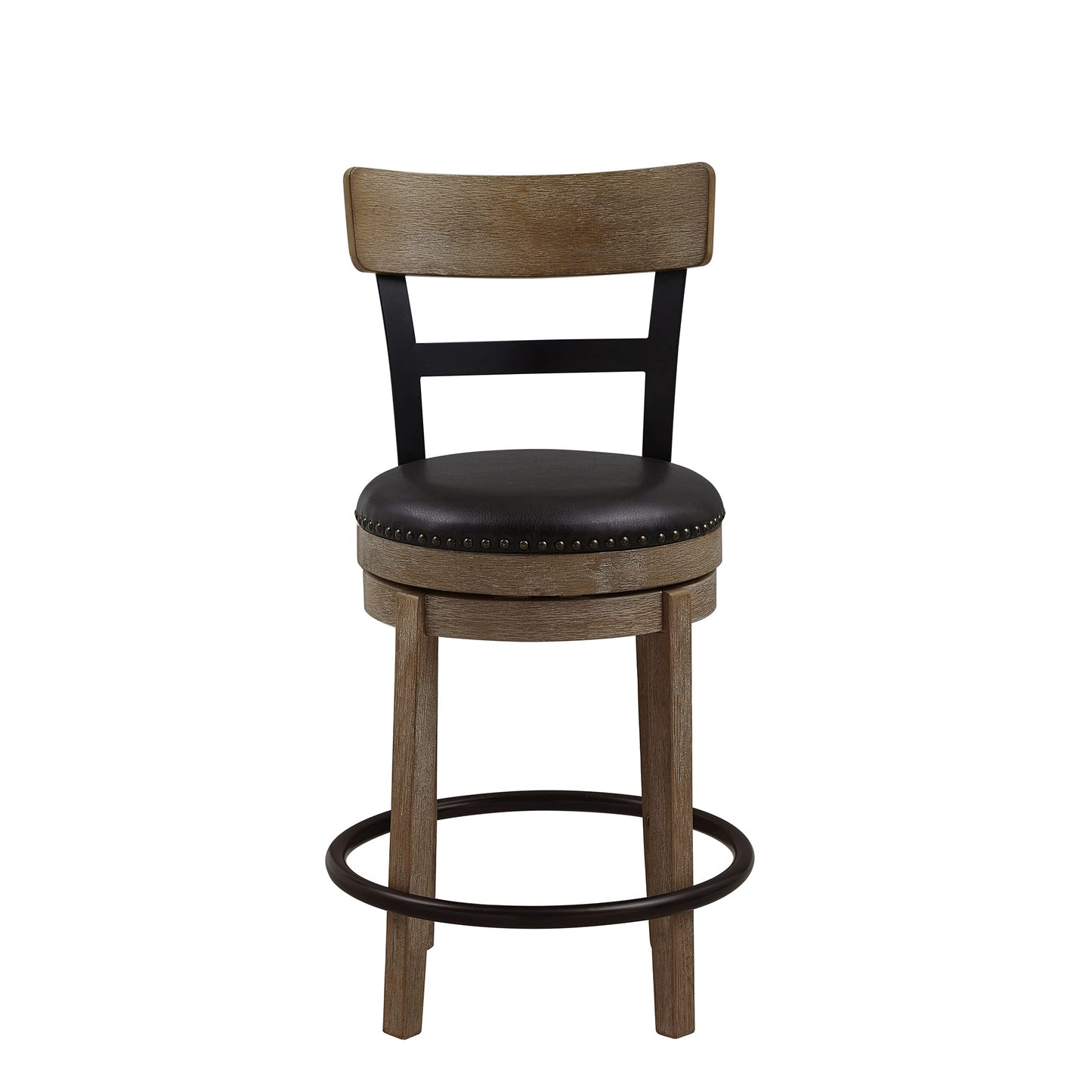 Ball & Cast Swivel Counter Height Barstool 24 Inch Seat Height Light Brown Set of 1, Brown Seat - WoodArtSupply