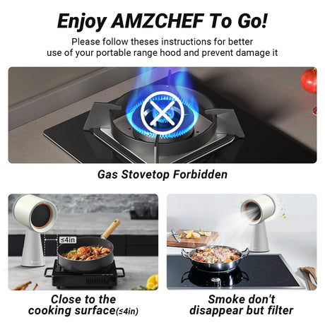 AMZCHEF Portable Range Hood, Desktop Range Hood with 3 Speed Exhaust Fan,Low Noise Large Oil Collection Cup,Detachable Aluminum Filter, Portable Kitchen Exhaust Fan for Indoor BBQ, Hot Pot-wc AMZCHEF