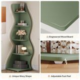 Tribesigns Wavy Corner Shelf, Modern 5-Tier Bookshelf Bookcase with Curvy Shape, Unique Plant Stand Display Rack for Living Room Small Space (Green) Tribesigns