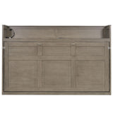 TCMILA Twin XL Size Murphy Cabinet Bed with Open-Ended Storage Shelf and LED, USB-Ports, Folded Horizontal Murphy Hidden Dresser Bed, No Box Spring Needed, Wash Gray TCMILA