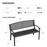 VOXBIN Outdoor Bench, 50 inches Metal Garden Bench, Cast Iron Steel Frame Patio Chairs w/Oval Pattern Backrest for Park, Yard, Porch, Lawn, Balcony, Backyard, Black VOXBIN