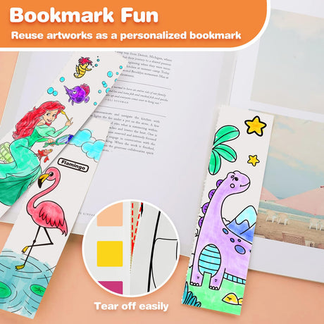 ZHOC Paint with Water Coloring Books for Kids, Pocket Mess Free Watercolor Painting Sets for Kids Ages 3 4 5 6 7 8+, Water Color Paint Set Arts and Crafts Gift for Boys Girls, Princess ZHOC