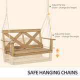 Outsunny 2 Person Porch Swing, Patio Swing, Outdoor Swing Bench with Pine Wood Frame and Hanging Chains for Garden and Yard, 550 lbs Weight Capacity, X Shaped Design, Natural Outsunny