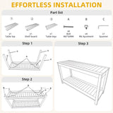 DWVO 48" Outdoor Bar Table Console Table, HIPS Material Indoor Outdoor Multifunctional Buffet Bar Storage Organizer with Adjustable Feet (Black) DWVO