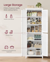 VASAGLE Floor Storage Cabinet, Freestanding Storage Unit with 4 Doors, Adjustable Shelves, 11.8 x 23.6 x 66.9 Inches, for Entryway, Bathroom, Cloud White UBBC550W01 VASAGLE