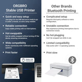 ORGBRO USB Shipping Label Printer, 4x6 Thermal Label Printer for Small Business, High Speed Sticker Printer for Commercial Grade Shipping Packages, Used for Amazon, Ebay, Shopify, USPS, Black ORGBRO