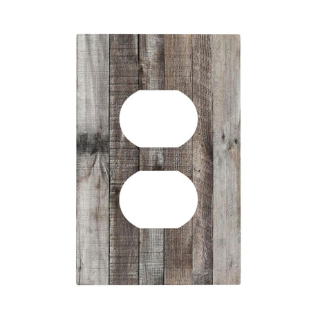 Xuejiaku Outlet Covers Vintage Grey Wood 1 Gang Duplex Light Switch Cover Plate Decorative Wall Plates Electrical Switchplate Receptacle Cover for Farmhouse Bathroom Livingroom Decor Xuejiaku
