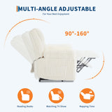 Garvee Corduroy Recliner Chair, Manual Recliner Sofa with Handle, Pillow Top Arms, Thick Padding, Side Pocket, 330Lbs Capacity, Adjustable Recliner for Living Room, Bedroom, Home Theater, White Garvee