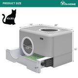 YITAHOME Large Enclosed Cat Litter Box with Lid Cover, Hooded Odorless Anti-Splashing Cat Toilet with Drawer Litter Scoop Front Entry Top Exit Door, Easy to Install and Clean YITAHOME