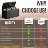 KFY Deck box,180 gallon indoor and outdoor storage box, Waterproof and sun-resistant resin material box, suitable for swimming pools, outdoor patios, garages（black） KFY