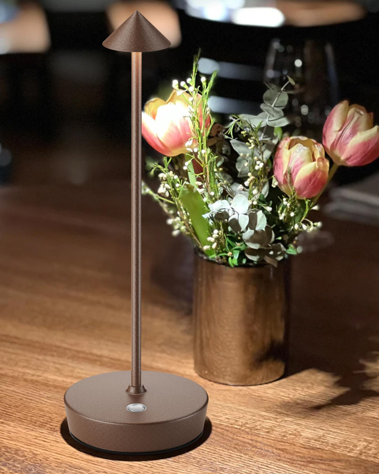 SHANGCAI Cordless Table Lamps Rechargeable, 6000mAh Battery Operated LED Desk Lamp Outdoor Waterproof Portable Touch Dimmable Table Night Light for Patio Restaurant Dining Home Rust SHANGCAI