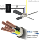 RecPro RV Ceiling Fan | 12V | 36" Brushed Nickel Finish | 4 Blades | Includes Switch (Oak) RecPro