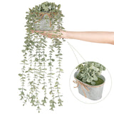 Mkono Fake Hanging Plants in Farmhouse Galvanized Pots Rustic Faux Potted Eucalyptus Greenery Indoor Artificial Plants for Book Shelf Mantel Living Room Bathroom Bedroom Home Office Decor Mkono