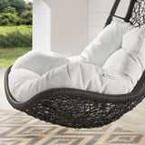 Modway Abate Wicker Rattan Outdoor Patio Porch Lounge Swing Chair Set with Stand in Gray White Modway
