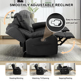 WISHDEER Loveseat Recliner Sofa, RV Recliner Couch, Manual Reclining Loveseat with Console for Living Room, Home Theater Seating with AC/USB C/USB and Drawer (Black, Loveseat with Console) WISHDEER