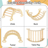 OLAKIDS Climbing Toys for Toddlers, 5 in 1 Kids Wooden Montessori Triangle Set Climber Toy with Ramp Ladder Arch Slide for Playground, Indoor Climb Activity Jungle Gym Play Structure for Boys Girls Olakids
