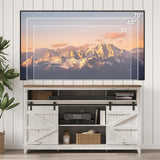 Lifewit Farmhouse TV Stand for up to 65" TV, 33.4" Tall Entertainment Center with Ajustable Shelves, Sliding Barn Door and Open Storage Spaces, TV Console for Living Room, Bedroom， Rustic White Lifewit