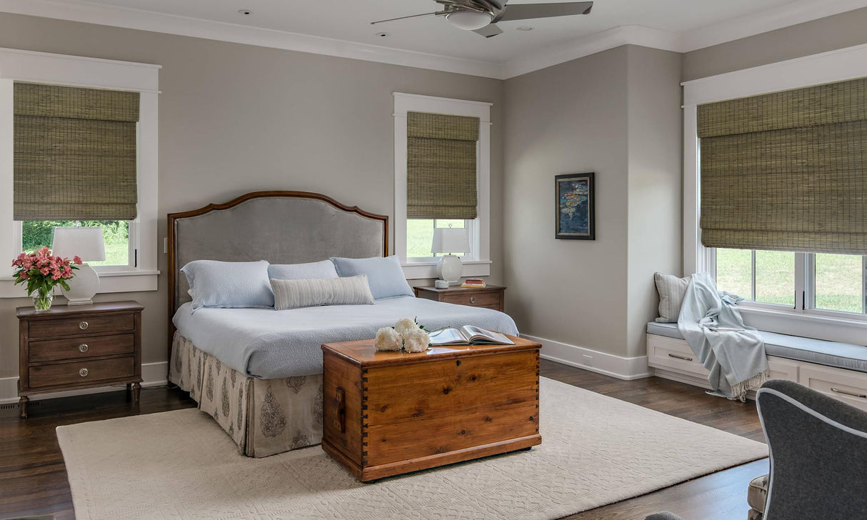 LazBlinds Cordless Bamboo Roman Shades - Driftwood Privacy Blinds for Easy Installation LazBlinds