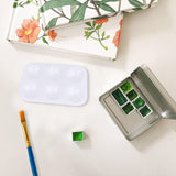 LNAUJS 1 Pack Paint Tray Palette, White, 6 Well Rectangular Plastic Palette for Oil, Watercolor Paint LNAUJS