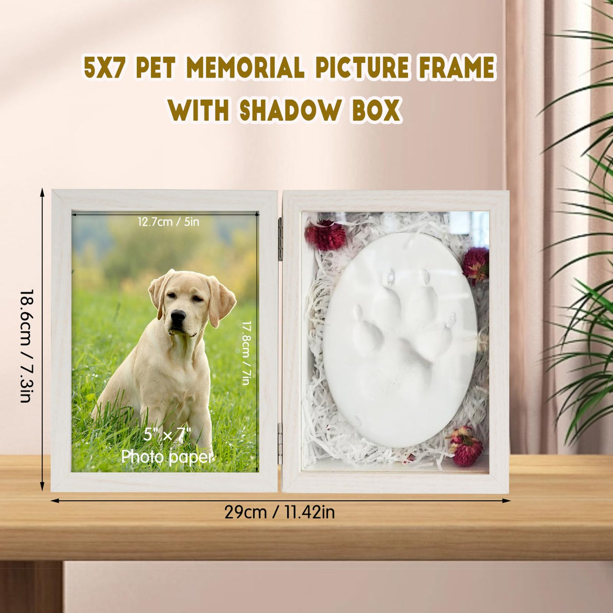 5x7 Pets Memorial Shadow Box Frame Dogs Memorial Picture Frame for Pets Paw Print Display Keepsake, Pet Memorial Keepsake Frames for Cats Dogs Pawprints, Memorial Sympathy Gifts for Loss of Dog Cat Aosemili