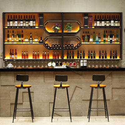 Dawselod 94.5in Large Wall Mounted Wine Rack,4-Tiers Liquor Bottles Floating Shelves Display Storage Organizer for Home Bar & Dining Room Decorative (94.5" W x 9.8" D x49.2 H)