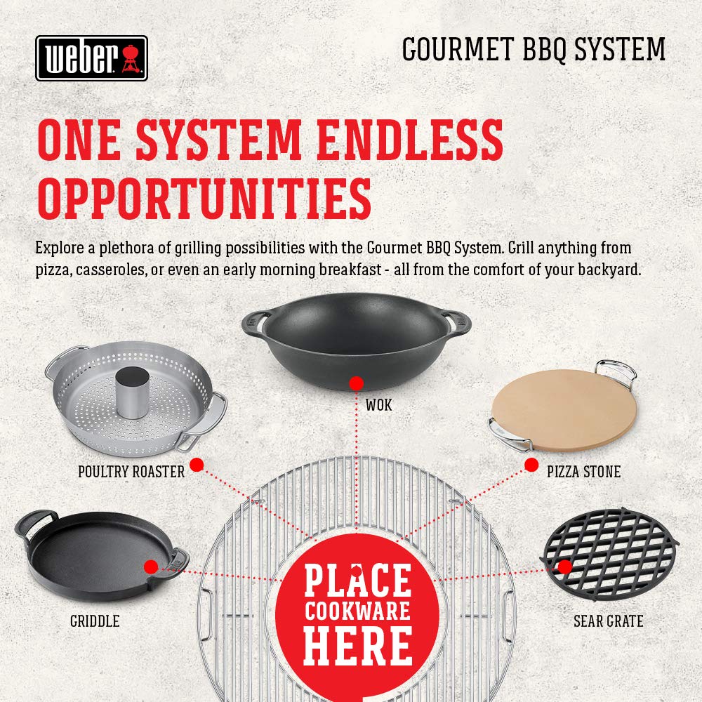 Weber Gourmet BBQ System Pizza Stone with Carry Rack,16.7" Long,Beige Weber