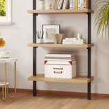 Airynee Ladder Bookshelf, 5 Tier Book Shelf, Wall Mount Bookshelves and Bookcases with Metal Frame, Anti Dump, Tall Bookcase for Living Room, Home Office, Bedroom Oak 2pcs Airynee