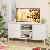 Furologee TV Stand Dresser with 4 Drawers, Entertainment Center with Open Shelf, Small TV Console Table for 50" TV, Media Center for Bedroom, Living Room/White Furologee