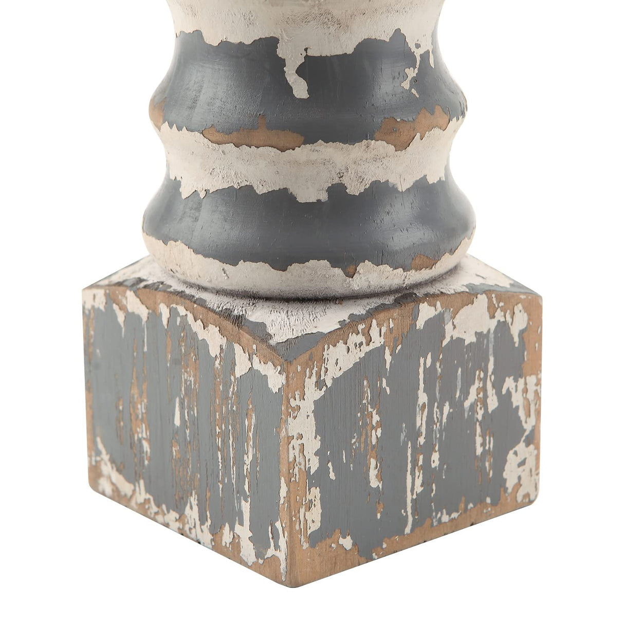 NIKKY HOME Farmhouse Pillar Candle Holder Set of 2 - Rustic Wood Decorative Candlesticks Pedestal, Centerpieces Decor for Fireplace Mantle Coffee Bar Dining Table, Distressed Grey NIKKY HOME