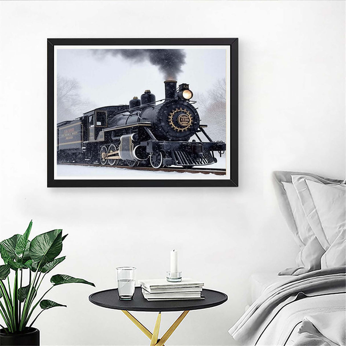 Diymood DIY 5D Diamond Painting Kits for Kids & Adults Train - Diamond Art Kits for Kids & Adults Snow Scene | Full Drill Round | Crystal | Beginner | Home Wall Decor | 12x16 inch Diymood