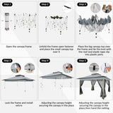 COBIZI 12x12 Pop Up Gazebos On Clearance - Upgrade Easy Up Metal Outdoor Gazebo Waterproof - Portable Gazebo with Mosquito Nettings, 4 Ropes 8 Stakes and Carry Bag for Patio Garden(Dark Gray) COBIZI