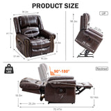 SELLERWE Lay Flat Dual Motor Power Lift Recliner Chair with Massage and Heat for Elderly, Breathable Leather Overstuffed Recliner Chairs, Infinite Position Lift Chairs for Sleeping,1PC,Brown SELLERWE