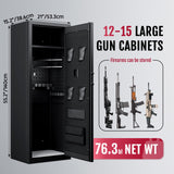 12-15 Gun Safe, Gun Safe for Rifles and Pistols, Large Fingerprint Rifle Safe, Biometric Safe and Password Lock, Gun Cabinet for Home with 4 Handgun Pockets, Free Diy Back Panel KAER