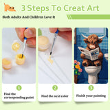 Reivworl Cow Paint by Numbers Kit for Adults Beginners, Bathroom Paint by Numbers, Adult Paint by Number Kits for Gifts and Home Wall Decor 16x20 Inch Reivworl