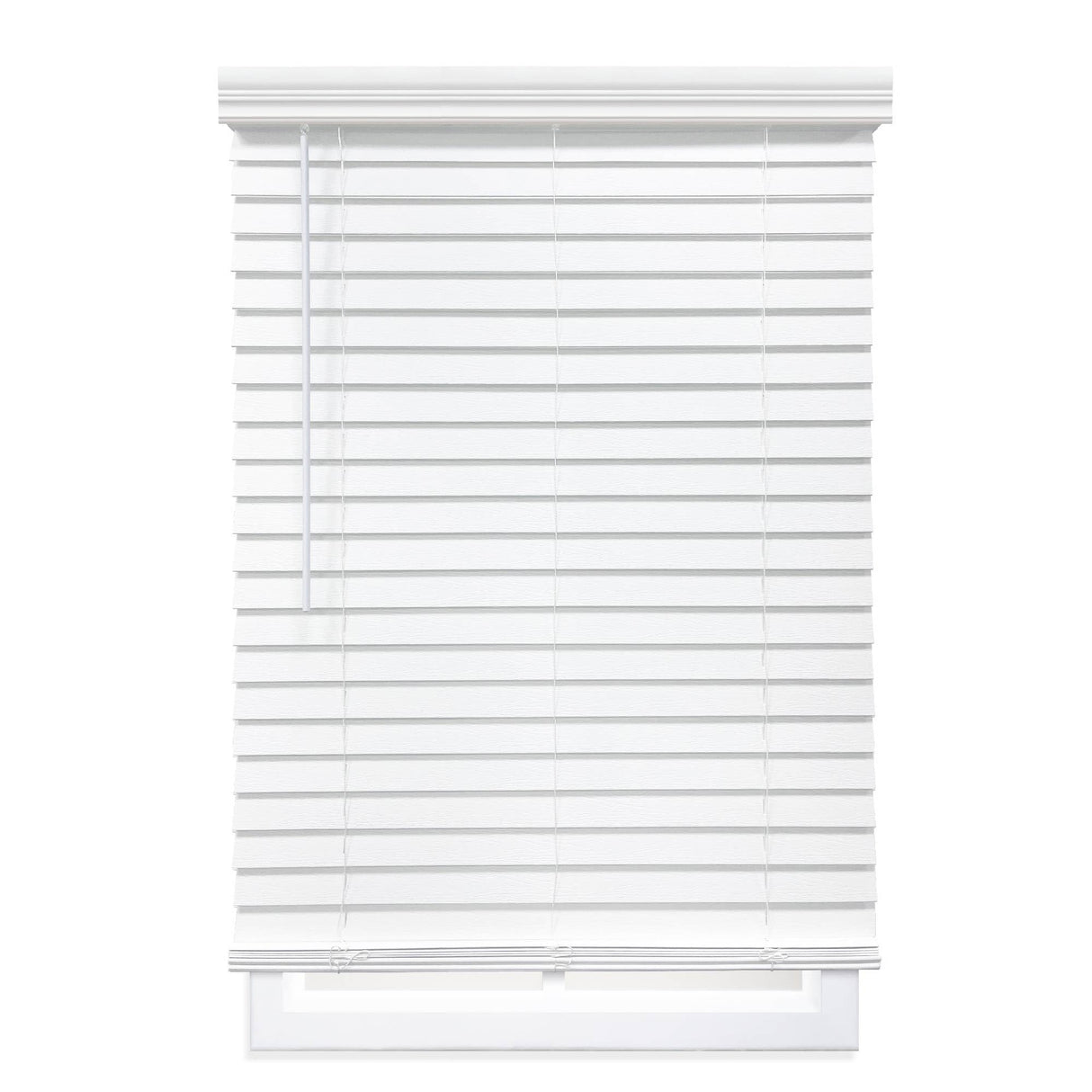 DEZ FURNISHINGS Cordless 2" Faux Wood Blind, indoor/outdoor 40" W x 48" H, White DEZ FURNISHINGS
