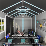 CDCASA 8x6X7 FT Resin Shed, Waterproof Large Outdoor Storage Shed with Floor & Lockable Door & 2 Windows, Plastic Tool Shed for Outside, Backyard, Patio, Poolside, Bike, Grey CDCASA