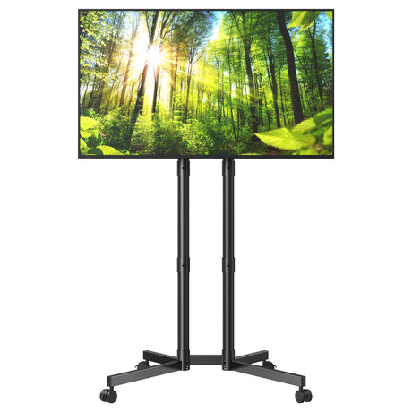 JANSNIMEN Rolling TV Stand, Mobile TV Cart for 32-70 Inch LCD LED Flat & Curved TVs, Height Adjustable Floor TV Stand with Wheels, Outdoor Portable TV Stand Holds up to 110 lbs, Max VESA 400x400mm JANSNIMEN