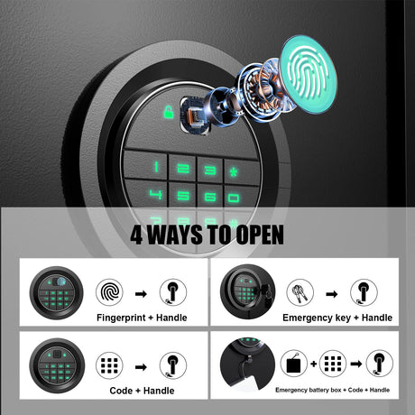 Marcree Biometric Fingerprint Rifle Gun Safe, Quick Access 5-Gun Cabinet Fingerprint Long Gun Safe, Gun Safes for Rifles and Shotguns with Mute Function, 3 Pistol Bags, Pistol Lock Box Marcree