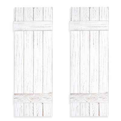 Ilyapa Wood Shutters Wall Decor - Farmhouse Style Weathered White Barn Door Shutters for Interior Wall Art - American Family-Owned Business
