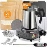 BBAXI Candle Making Kit with Hot Plate for Adults,Candle Wax Melter for Melting Wax,Including cadle Pot, Wax Melter hot Plate,5lb Soy Wax,Stain Spoon,Cotton Wicks,Center Devices,Wick,Thermometer. BBAXI
