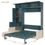 Merax Murphy Bed Wall Bed with Sofa and Shelves, Queen Size, Green Merax