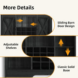 BestHaped 55'' Farmhouse Coffee Bar Cabinet with 3 Tier Storage Hutch, Coffee Bar Station with Sliding Barn Door, Hutch Storage Cabinet with 12 Wine Racks & 9 Hooks for Kitchen Dining Living Room BestHaped