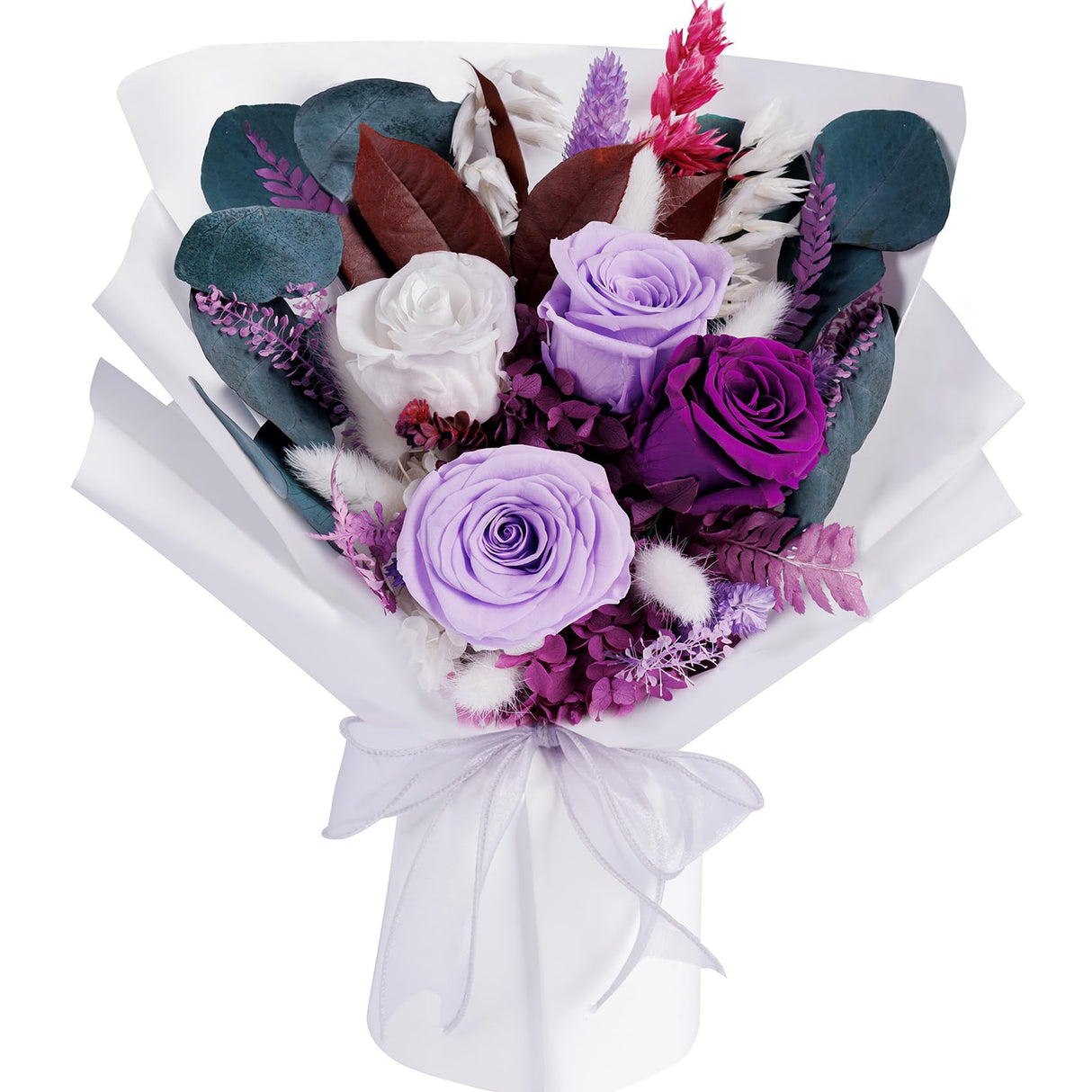 Flowers Gifts for Mom, Flower for Delivery, Preserved Roses Bouquets, Purple Roses, Birthday Gifts for Women, Mothers Day Flowers for Wife Bonsion