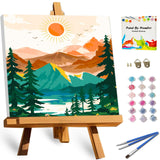 TOCARE Framed Paint by Numbers Kit for Adults Beginner, Sunset Mountains Paint by Number Framed,Easy Adult Paint by Number Kits on Canvas Framed (10x10 Inch, Without Easel) TOCARE