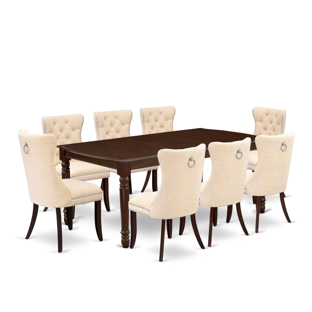 East West Furniture DODA9-MAH-32 9 Piece Dining Table Set Contains a Rectangle Kitchen Table with Butterfly Leaf and 8 Padded Chairs, 42x78 Inch, Mahogany East West Furniture