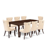 East West Furniture DODA9-MAH-32 9 Piece Dining Table Set Contains a Rectangle Kitchen Table with Butterfly Leaf and 8 Padded Chairs, 42x78 Inch, Mahogany East West Furniture