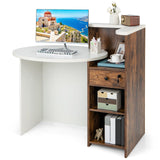 Tangkula Reception Desk, Front Counter Desk with Lockable Drawer & Adjustable Shelf, Oval Desktop, Retail Counter for Checkout, Computer Workstation for Salon Lobby Home Office Tangkula