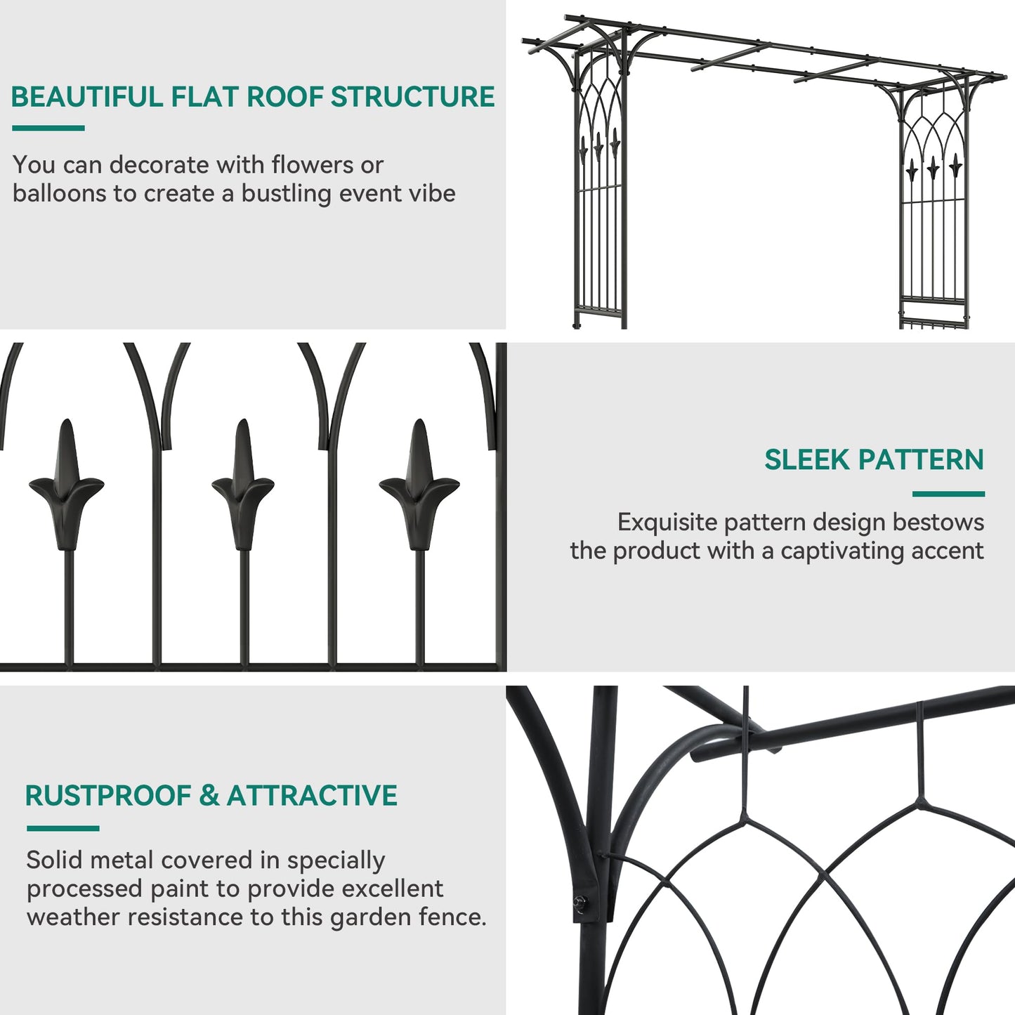 YITAHOME Metal Garden Arbor, 81" H Garden Arch Trellis for Climbing Plants Outdoor Backyard Lawn, Wedding Arches for Ceremony Decoration