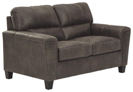 Signature Design by Ashley Navi Faux Leather Modern Loveseat, Gray Signature Design by Ashley